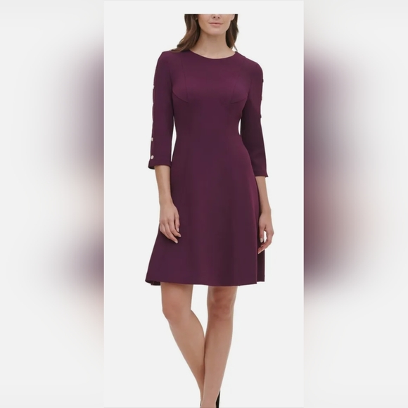 Tommy Hilfiger Dresses & Skirts - Tommy Hilfiger great condition purple dress gold buttons size six